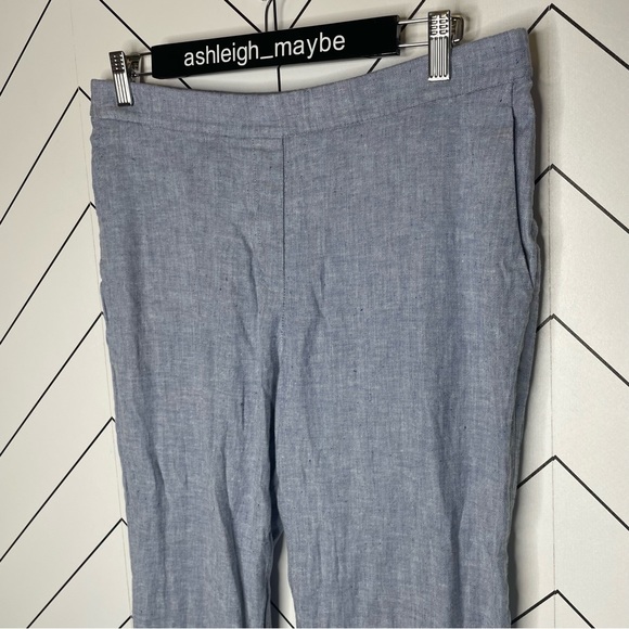 Theory | Thaniel Slim Cropped Chambray Linen Pull On Pants Blue Size 10 - Picture 3 of 14